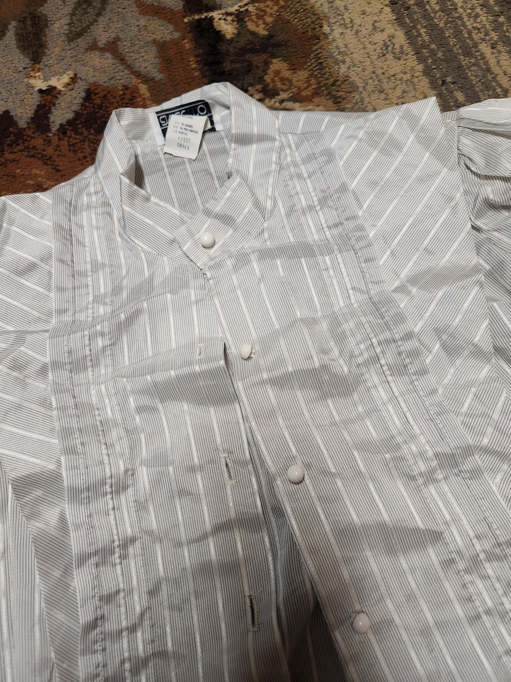 Pinstripe Ruffle-Front Blouse - Picture 3 of 8